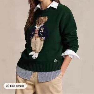 Ralph Lauren Dark Green Sweater with Bear Motif